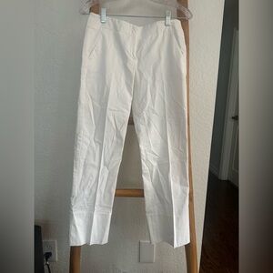 Theory Trousers crisp white low waisted split on back hem NWOT size 0